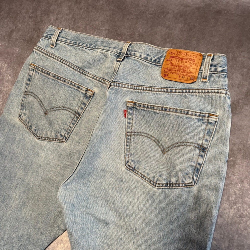 VTG Levis 505 Regular Fit Straight Leg Jeans Mens 40x30 Light Wash Blue Denim - Picture 8 of 8